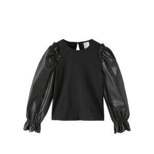 Zara kid faux leather sleeve top